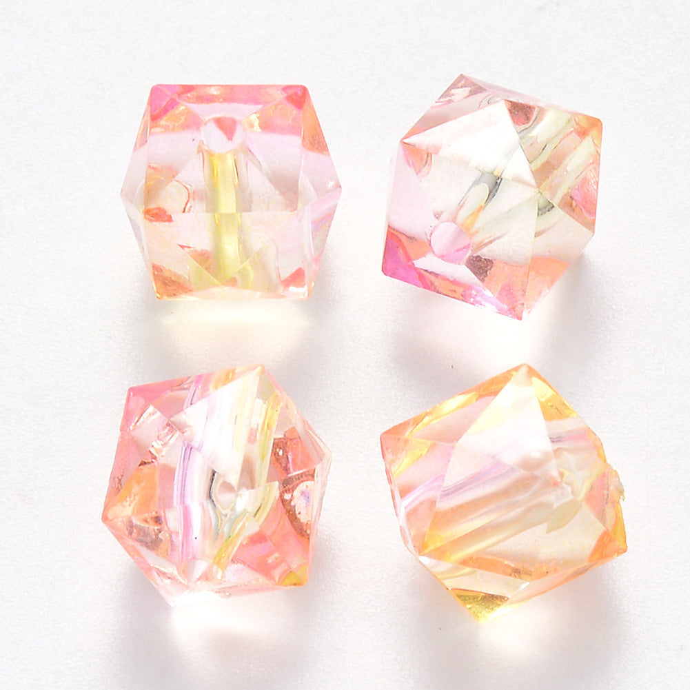 Wholesale 100PCS/Pack 8MM Polygon Two Color Clear Acrylic Beads